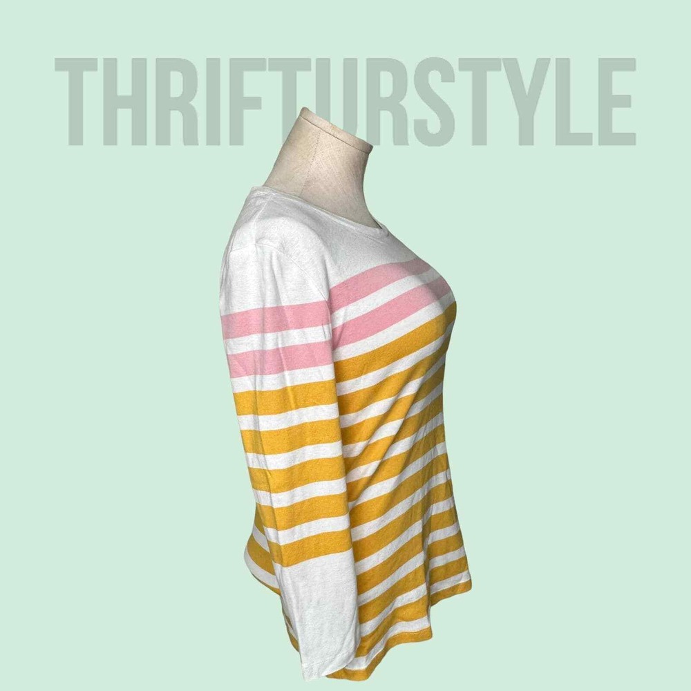 Tommy Hilfiger Long Sleeve sweater Top Pink Yellow White Casual Everyday - Picture 3 of 8